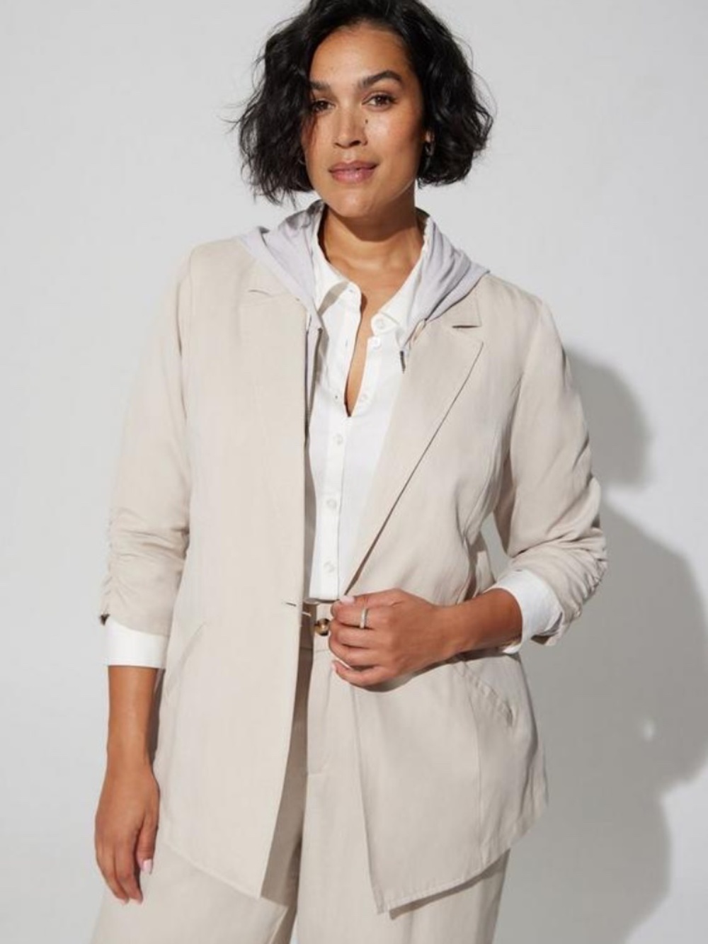 Torrid Studio Linen Blazer in Chateau Gray Size 30W